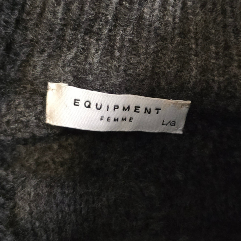 Equipment Femme Tayden Wool Blend Cable Knit Sweater Charcoal Grey Size L - Picture 5 of 8